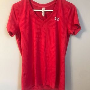 Under Armour Red Short Sleeved Workout Shirt